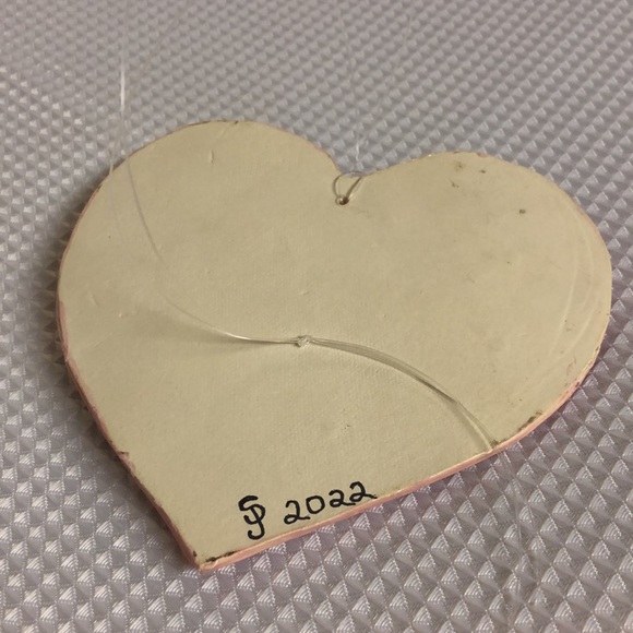 Mango Tree Studios Ceramic Heart Love Flower Wall Accent Artisan PJS Signed OOAK - Picture 9 of 12